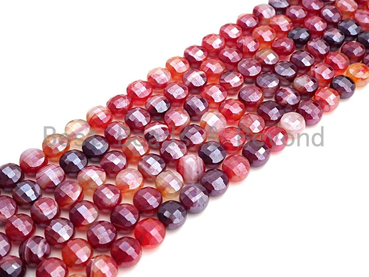 Double Sided Turtle Shell Cut Plated Agate Coin Shape beads, 6mm/8mm/10mmCoin bead, Natural Gemstone Beads, 15.5" Full strand, Sku#UA30