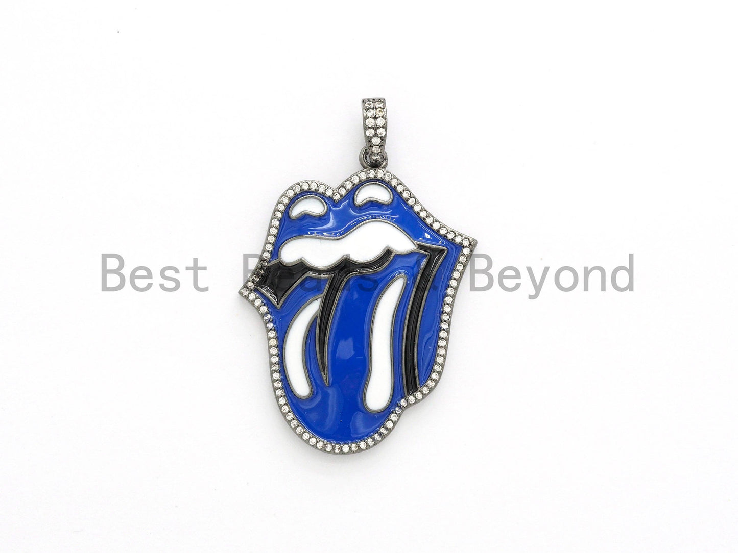 NEW Enamel Colorful Mick Jagger Rolling Tongue Pendant,CZ Micro Pave Tongue pendant,Enamel pendant,Enamel Jewelry,34x43mm,sku#F576C