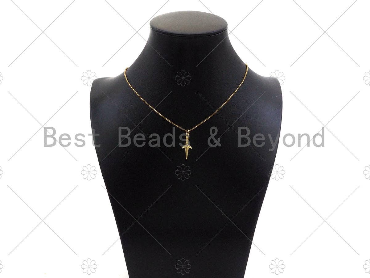 Gold Filled Sword Shape Pendant, 18K Gold Filled Sword Charm, Necklace Bracelet Charm Pendant, 9x23mm, Sku#Y444