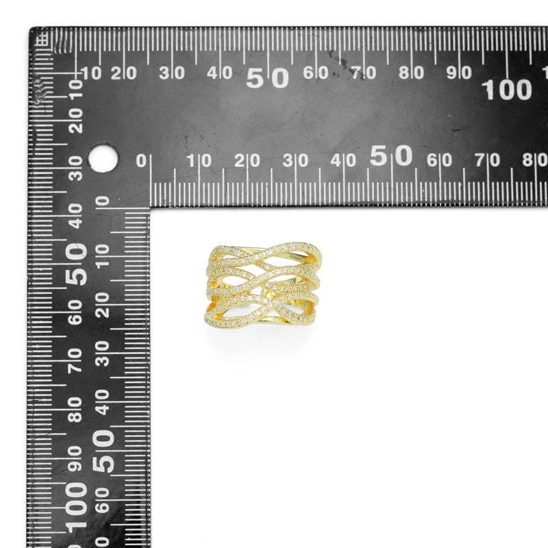 Clear CZ Muli Wave line Adjustable Ring, Sku#LX682