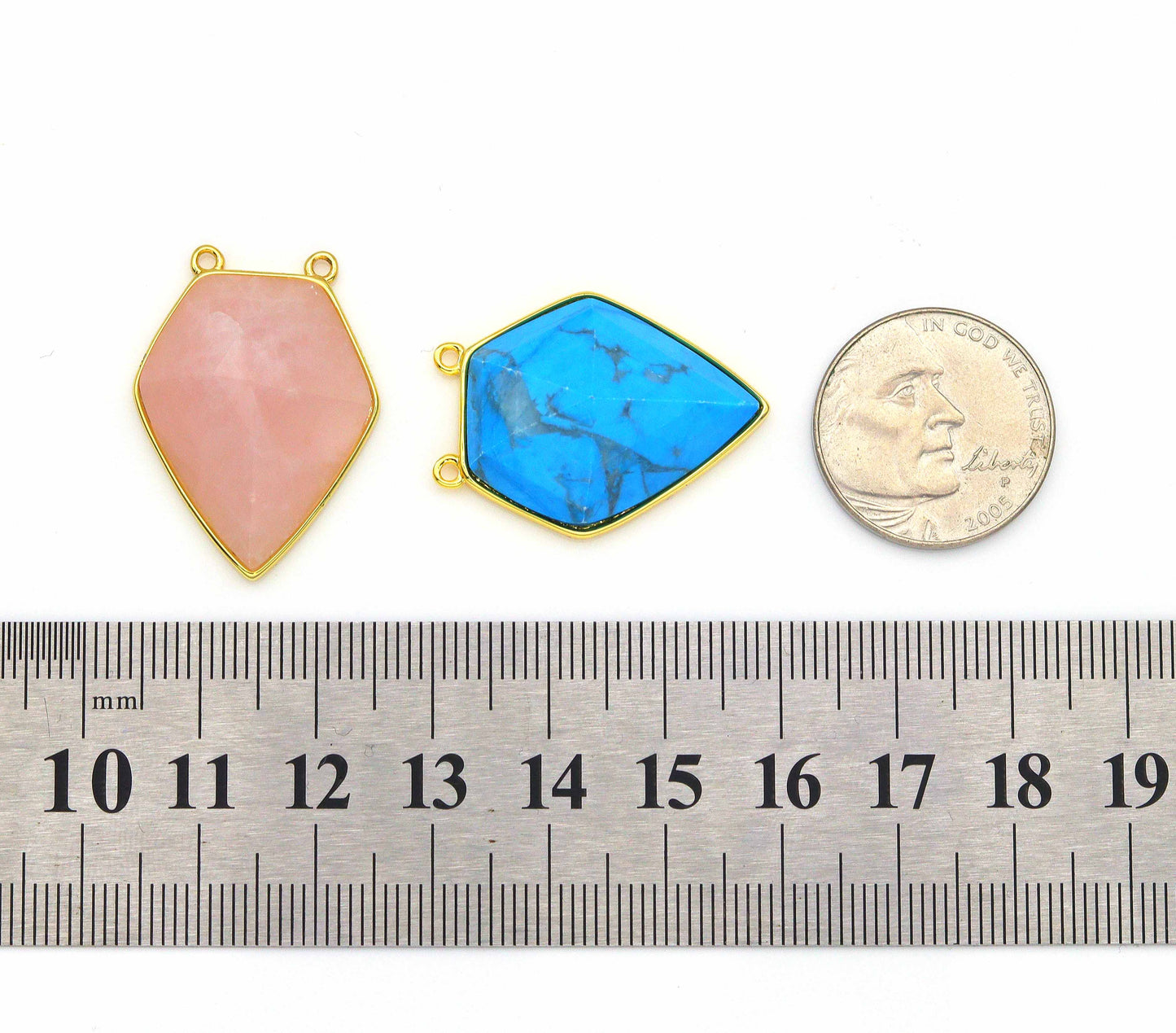 Gold Diamond Gemstone Pendant, Sku#LY03