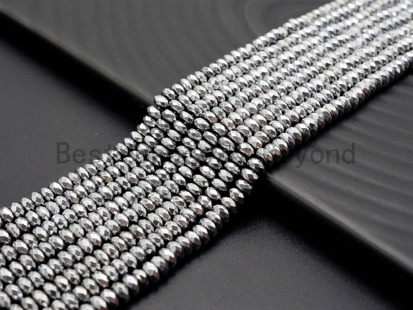 Quality Natural Silver Hematite beads,Rondelle Faceted Beads, Sku#S116