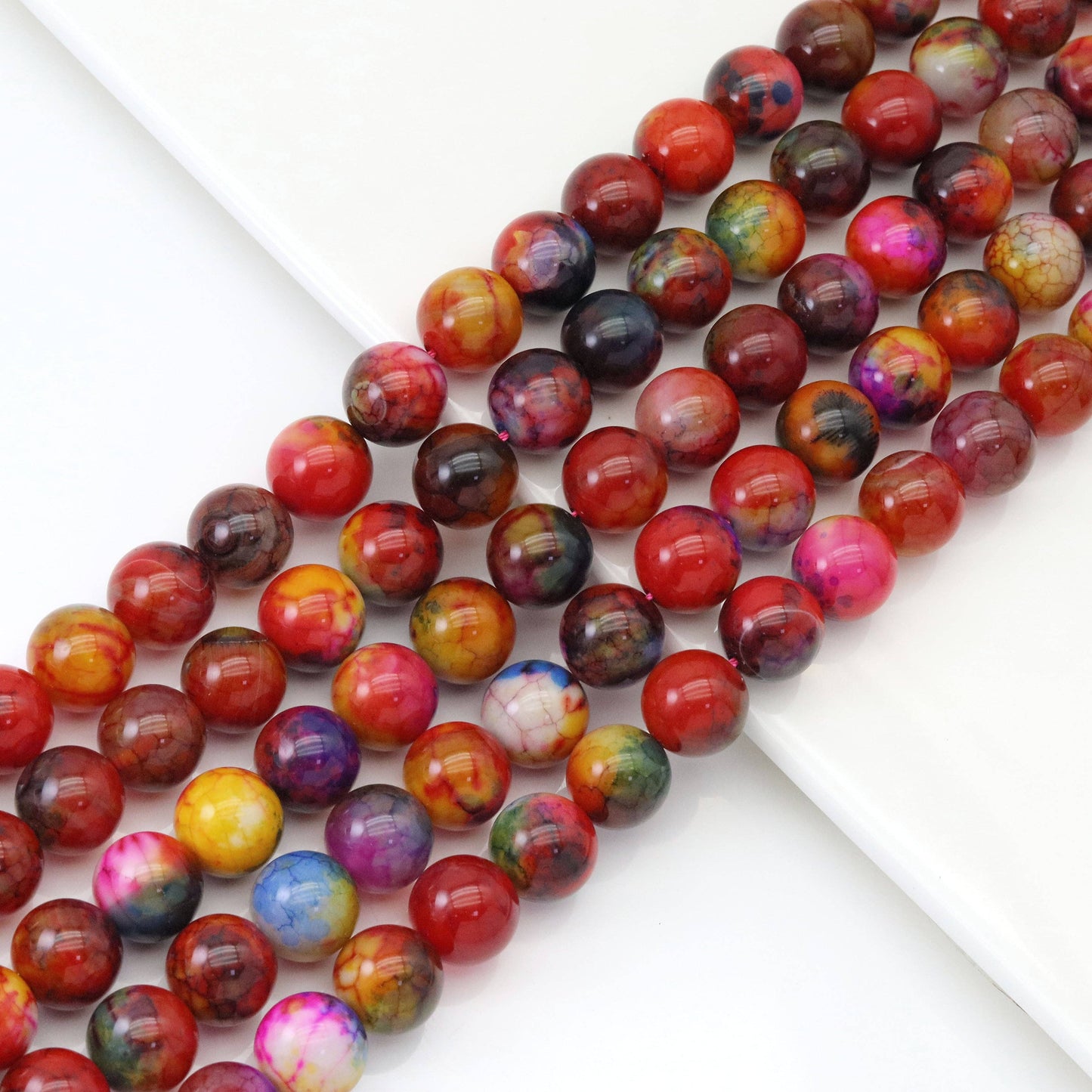 12mm/14mm Orange Blue Agate Round Smooth Beads, Sku#U1805c
