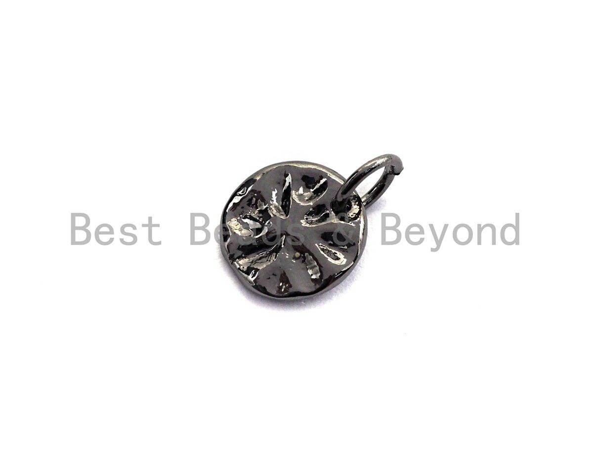 Hammered Round Pendant/Charm, Silver/Gold/Black/Rose Gold Tone, 9mm,Sku#Z580