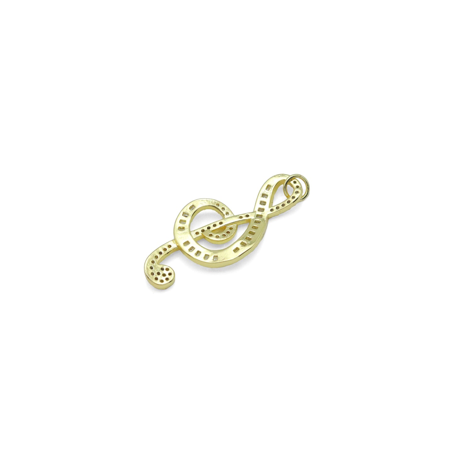 Clear CZ Gold Musical Symbol Charm Pendant, Sku#LK995