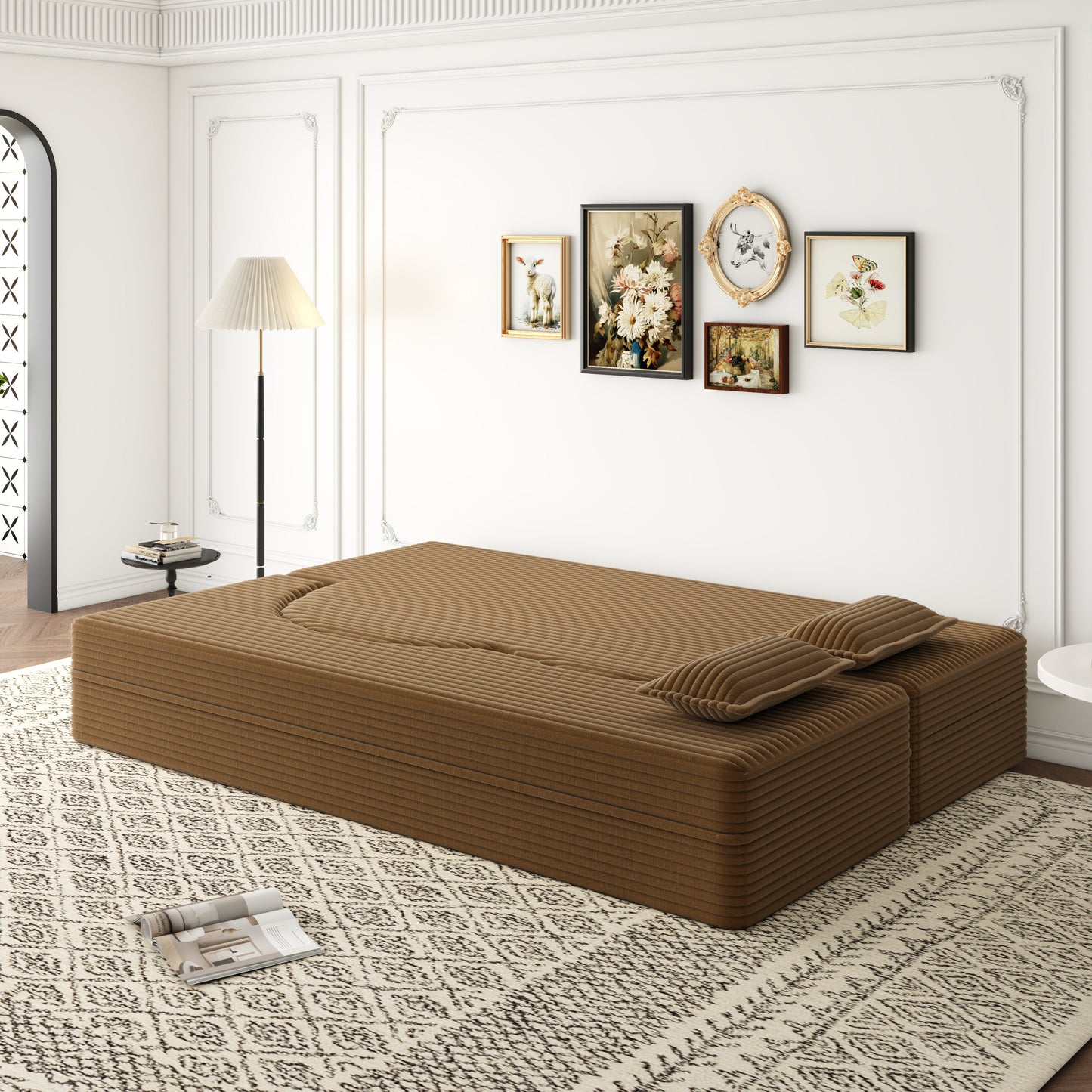 Modern Floor Sofa with 2 Pillows