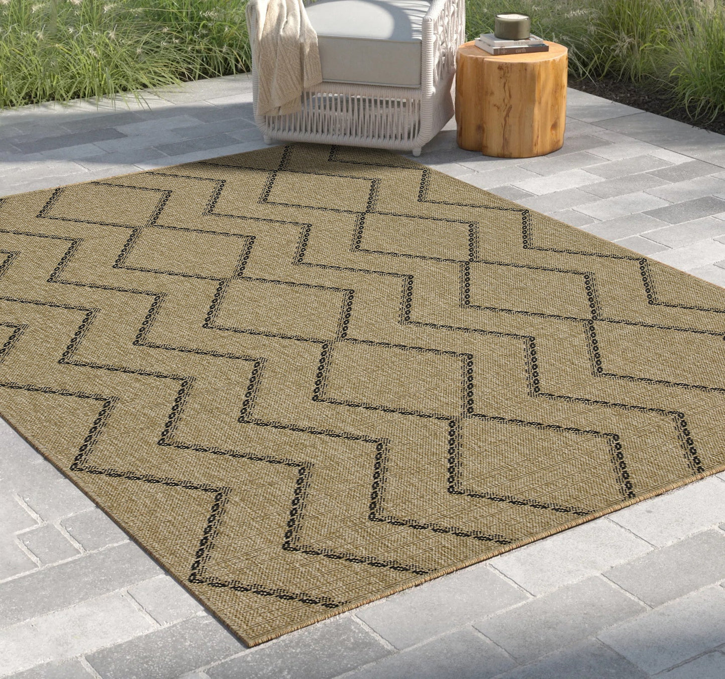 Earth GC_NTL1010 Jute/Black Indoor/Outdoor Area Rug
