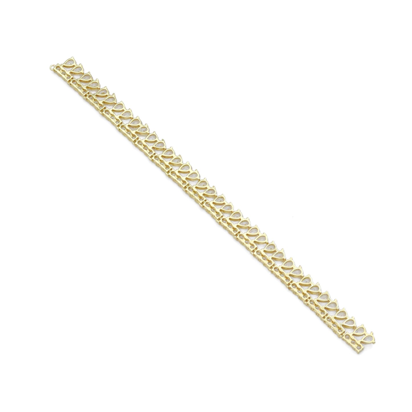Gold Silver CZ Teardrop Dangle Tennis Chain Connector, Sku#A263