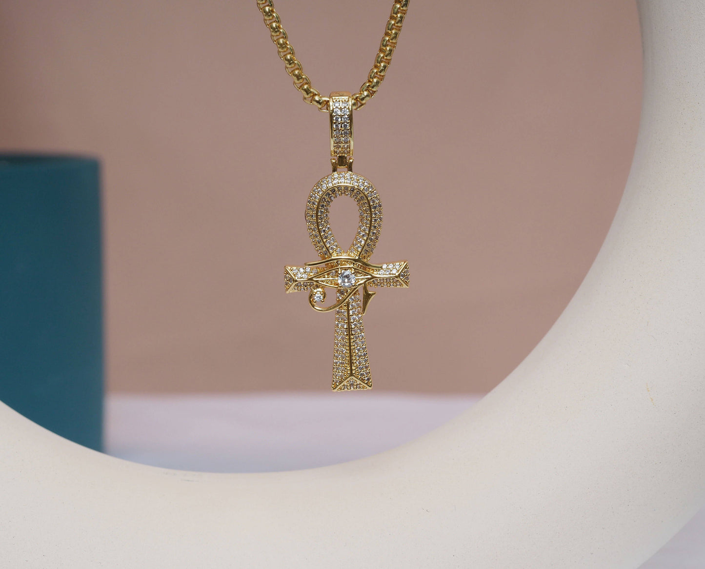 CZ Teardrop On Cross Shape Charm, Sku#LK618