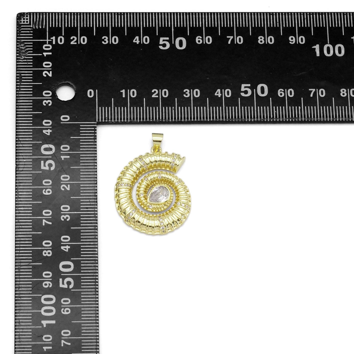 Gold Teardrop CZ Snail Charm, Sku#LX421