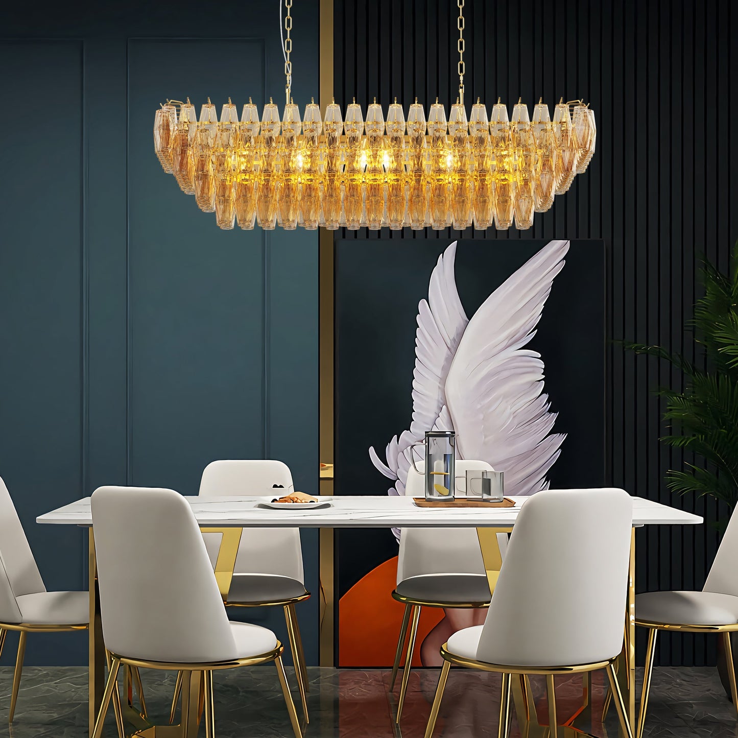 Modern Chandeliers for Dining Room, 54" Large Rectangle