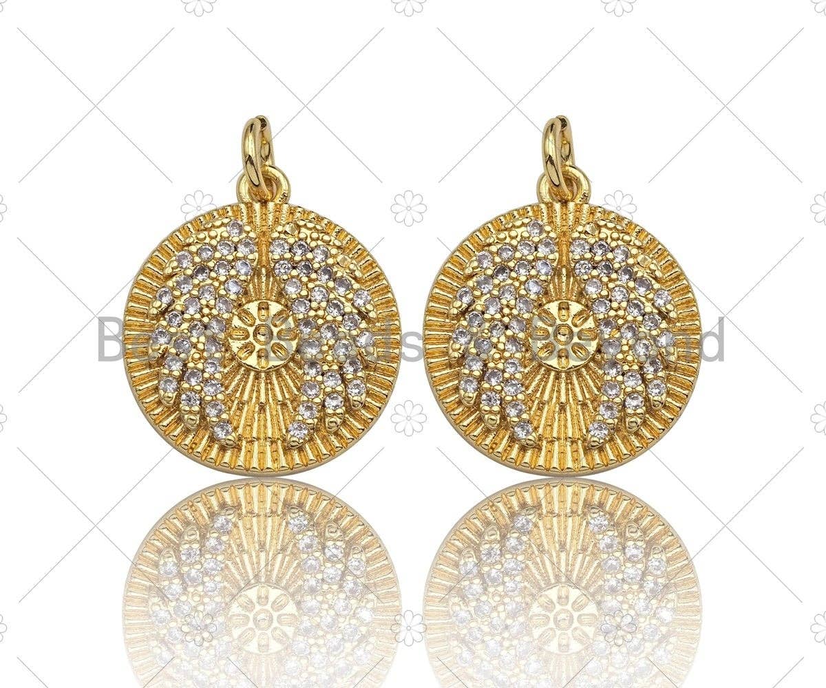 Angel Wing On Round Coin Charms, 15/19mm, Sku#Z1177