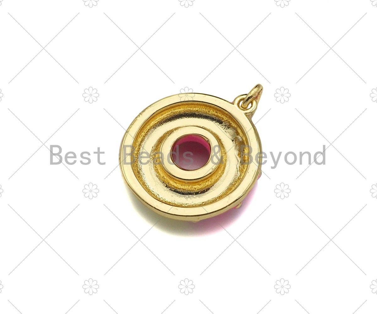 Gold Filled Colorful Enamel Doughnut Shape Pendant,18K Gold Filled Pink/Blue/Brown Enamel Charm,18x20mm,Sku#L571