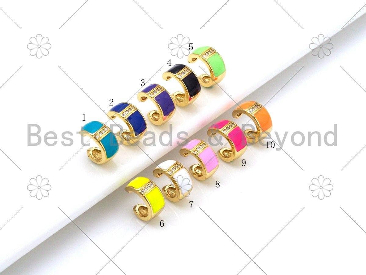 CZ Colorful Enamel Ear Cuff Earrings, Sku#J322