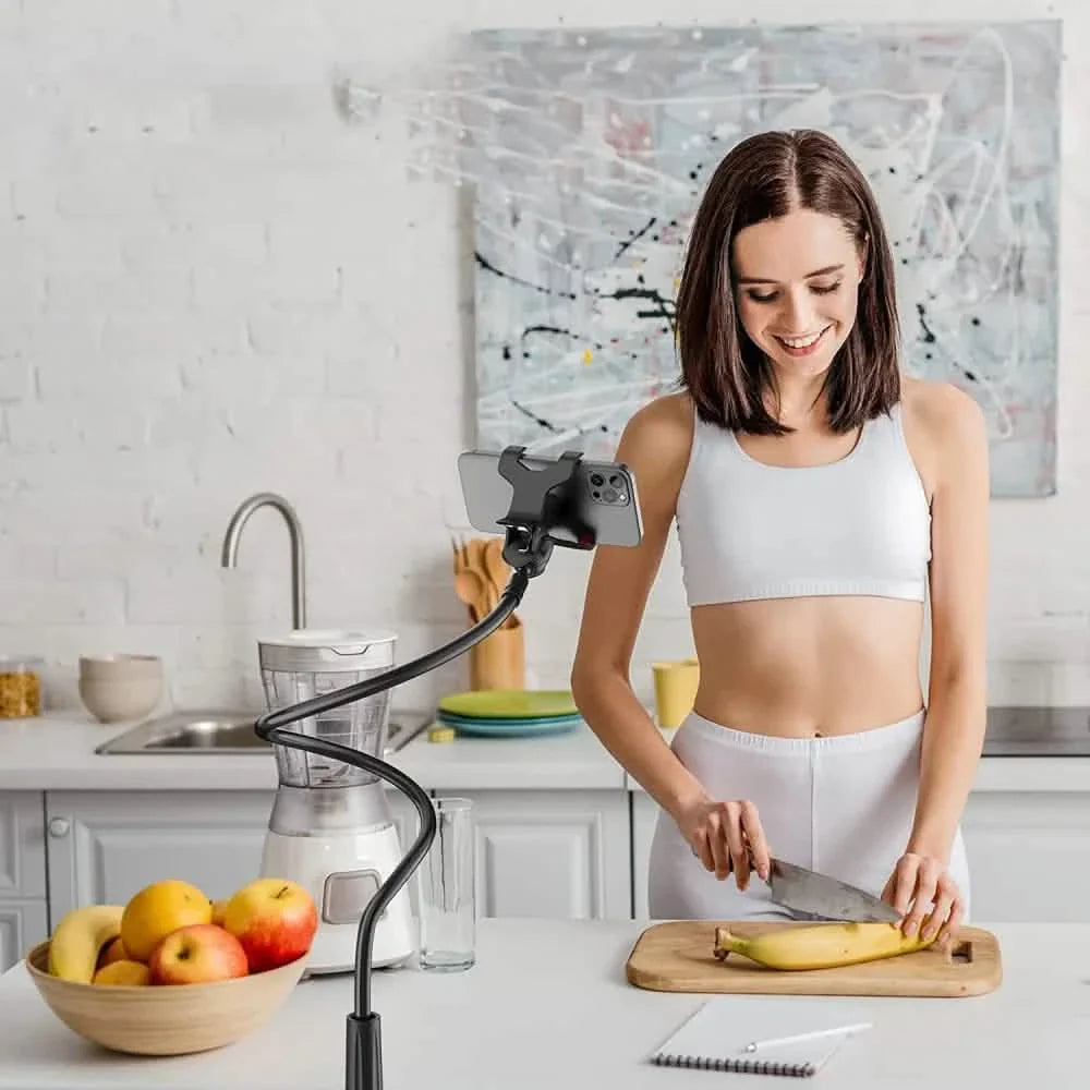 360° Rotating Universal Phone Stand with Flexible Spiral Base for Lazy Browsing