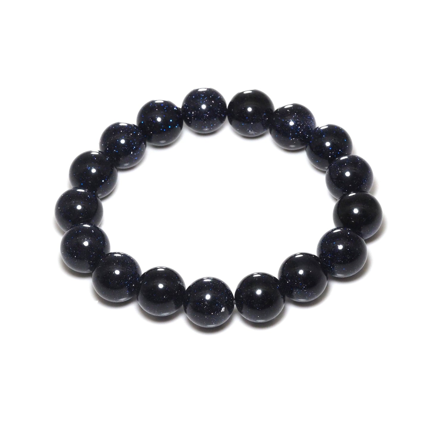 Blue Goldstone Round Smooth Stretchy Bracelet, Sku#EF299