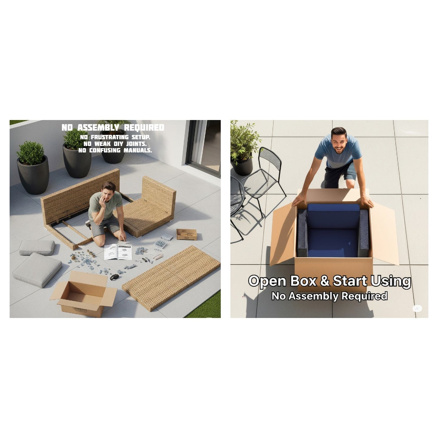 Fully Assembled 4-Seater Outdoor Modular Sectional Set