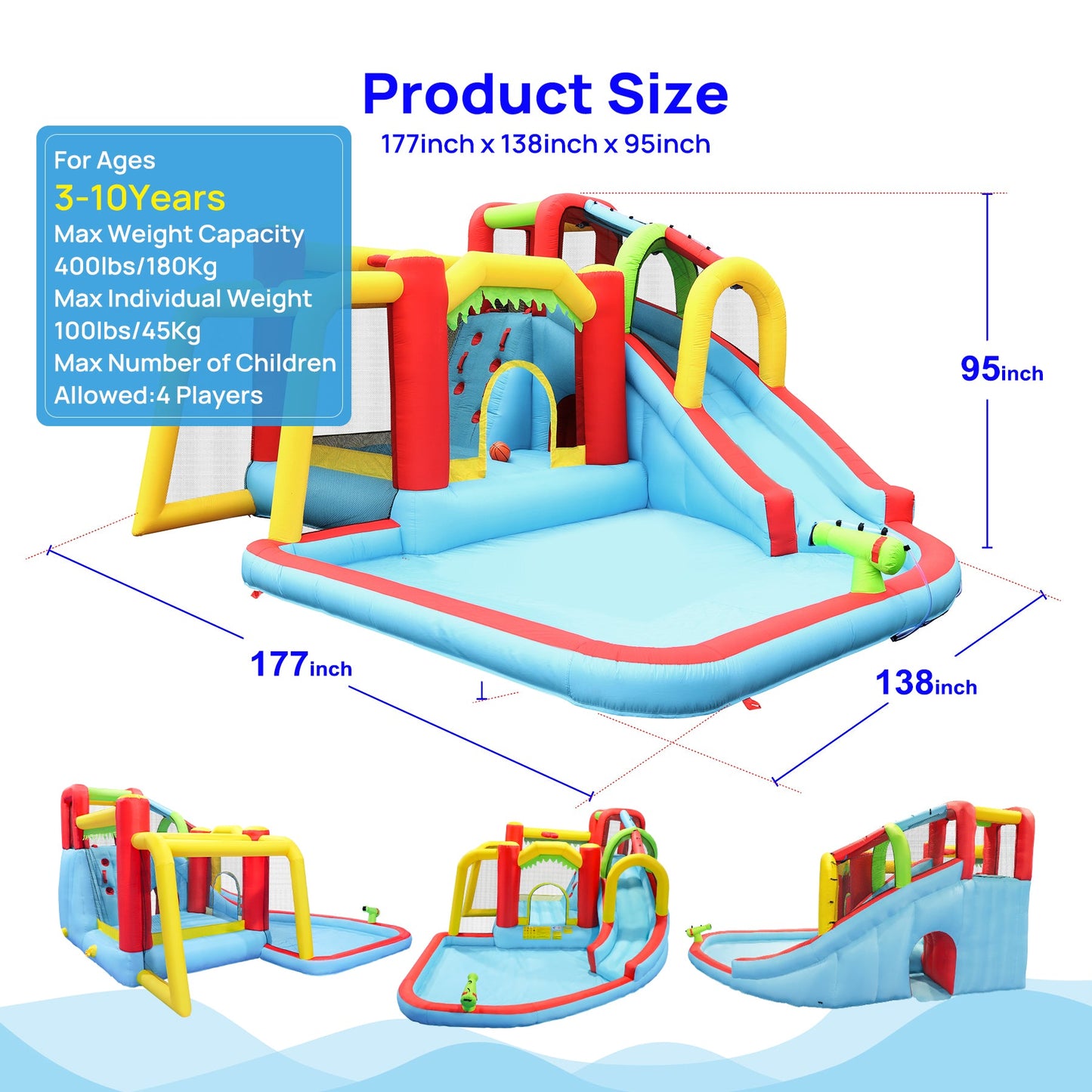 9 in1 Inflatable Slide Water Park Bouncing House