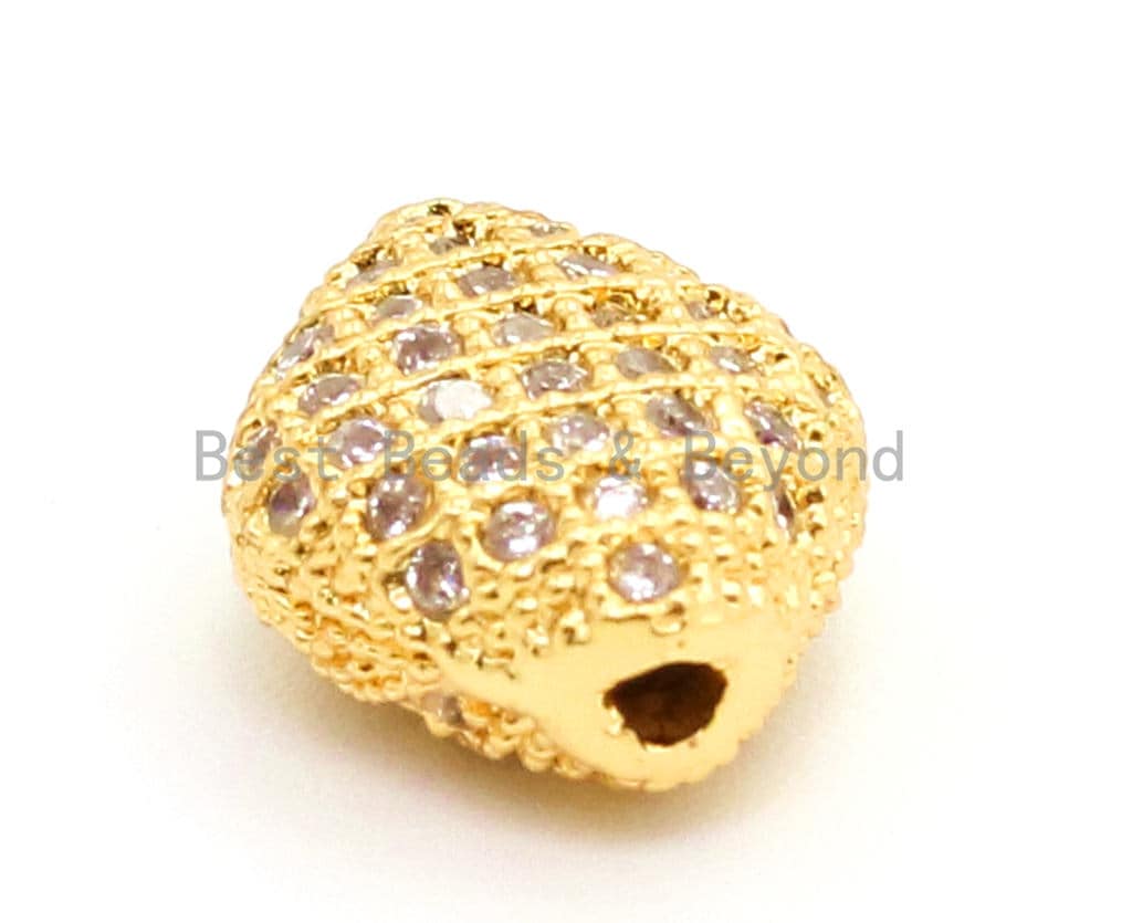 CZ Micro Pave Puffy Marquise Spacer Beads with Clear Crystal for Bracelet/Necklace,Cubic Zirconia Beads,Bracelet Charms,11mm,sku#G29