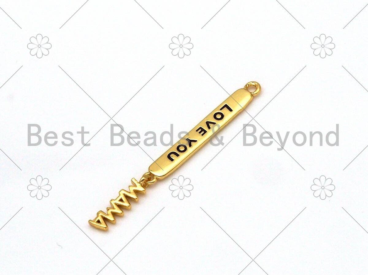 Colorful Enamel Love You Mama Word On Long Bar Pendant,18K Gold Filled Charm,Mother's Day Charm,Enamel Jewelry,4x30mm,Sku#LK394