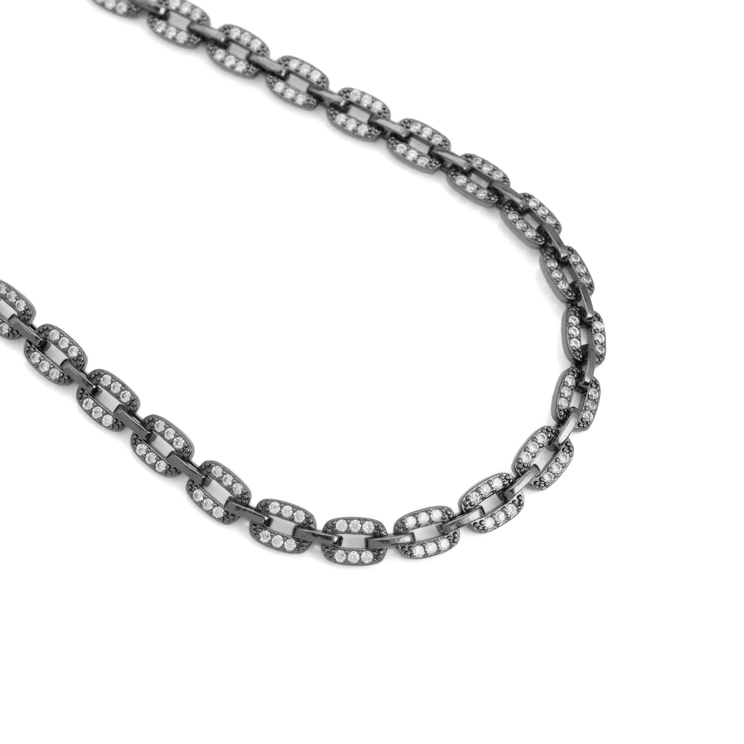CZ Rectangle Chain Necklace, Sku#EF600