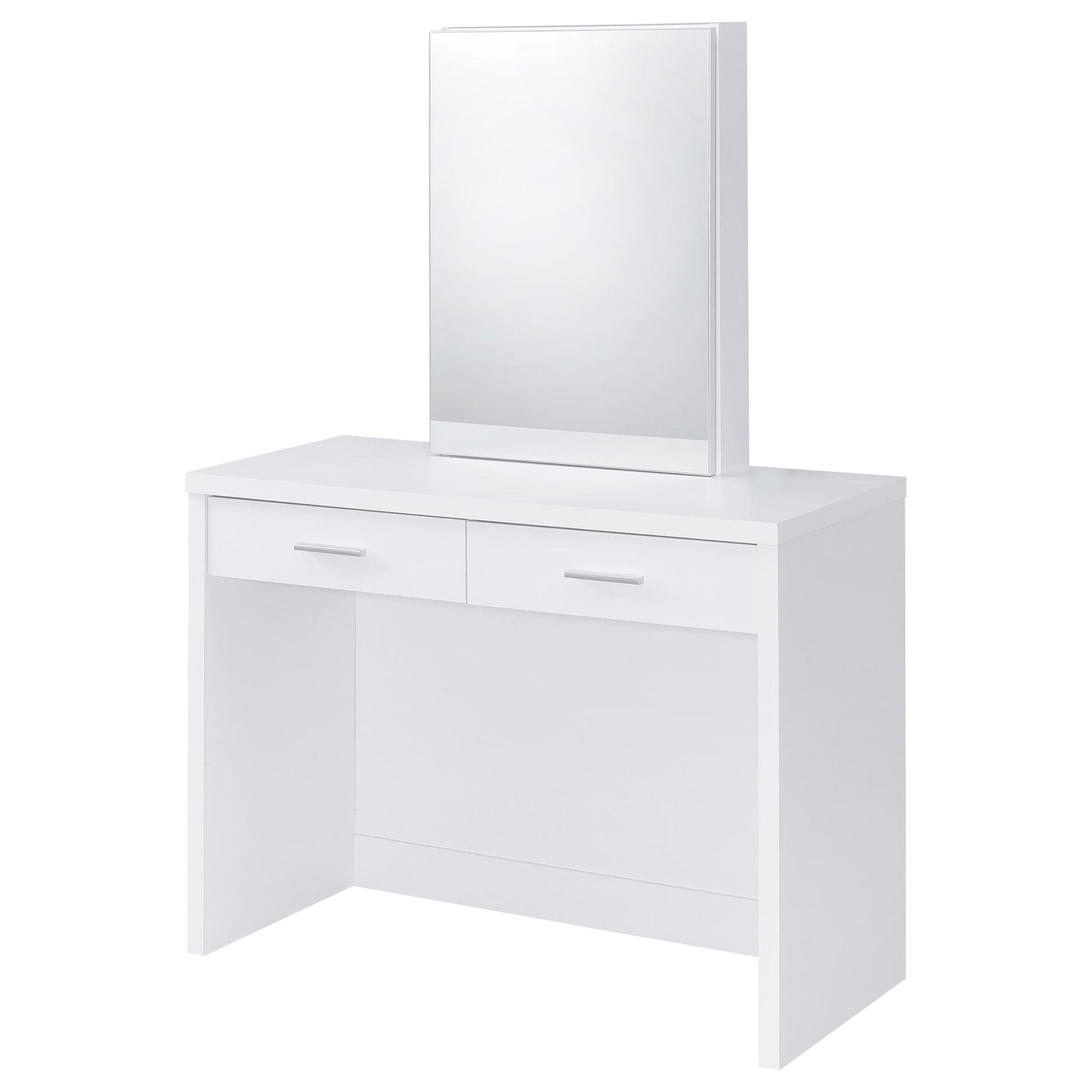 Bunbury Makeup Vanity Table Set Storage Mirror and Stool White