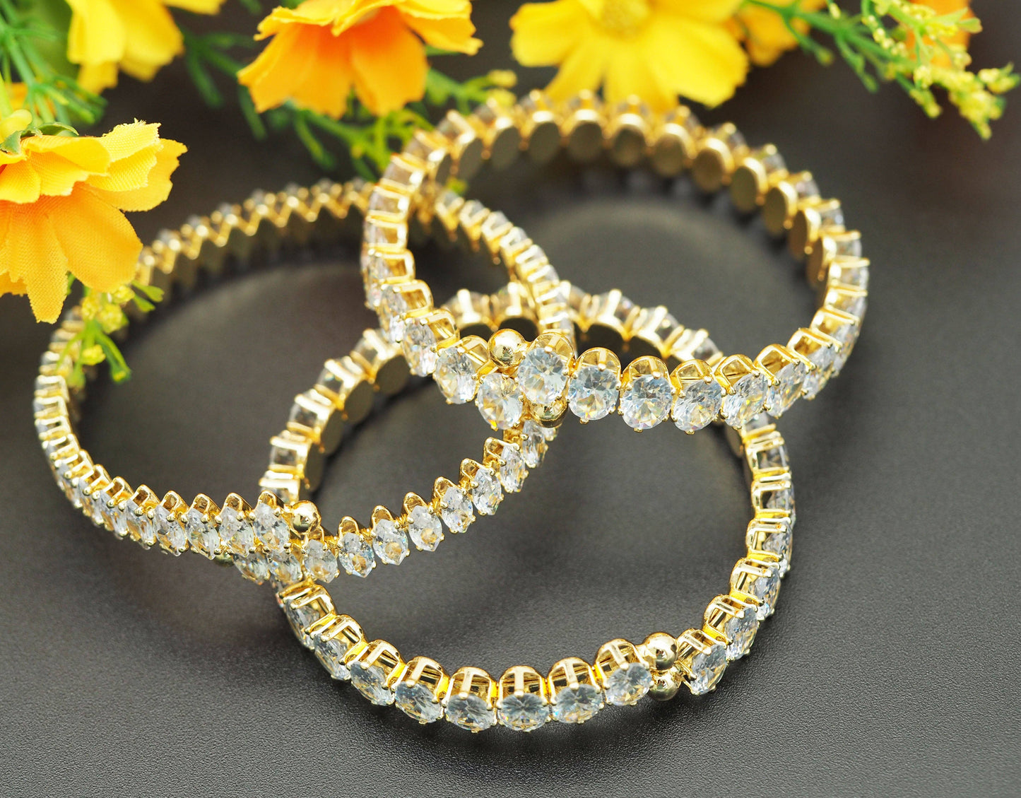 Gold Filled Big CZ Around Bracelet, Adjustable Baracelet, sku#C128