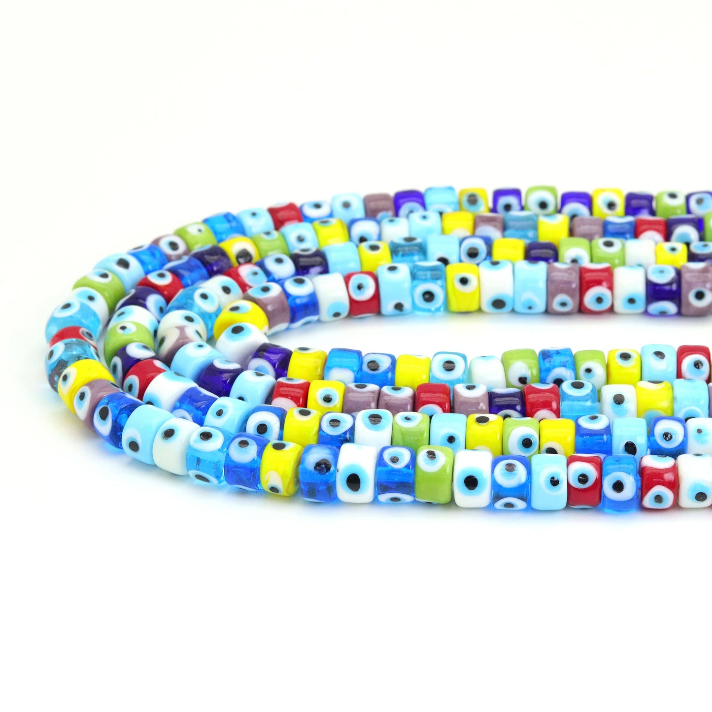 7x11mm Evil Eye Glaze Rondelle Beads, Sku#U1971