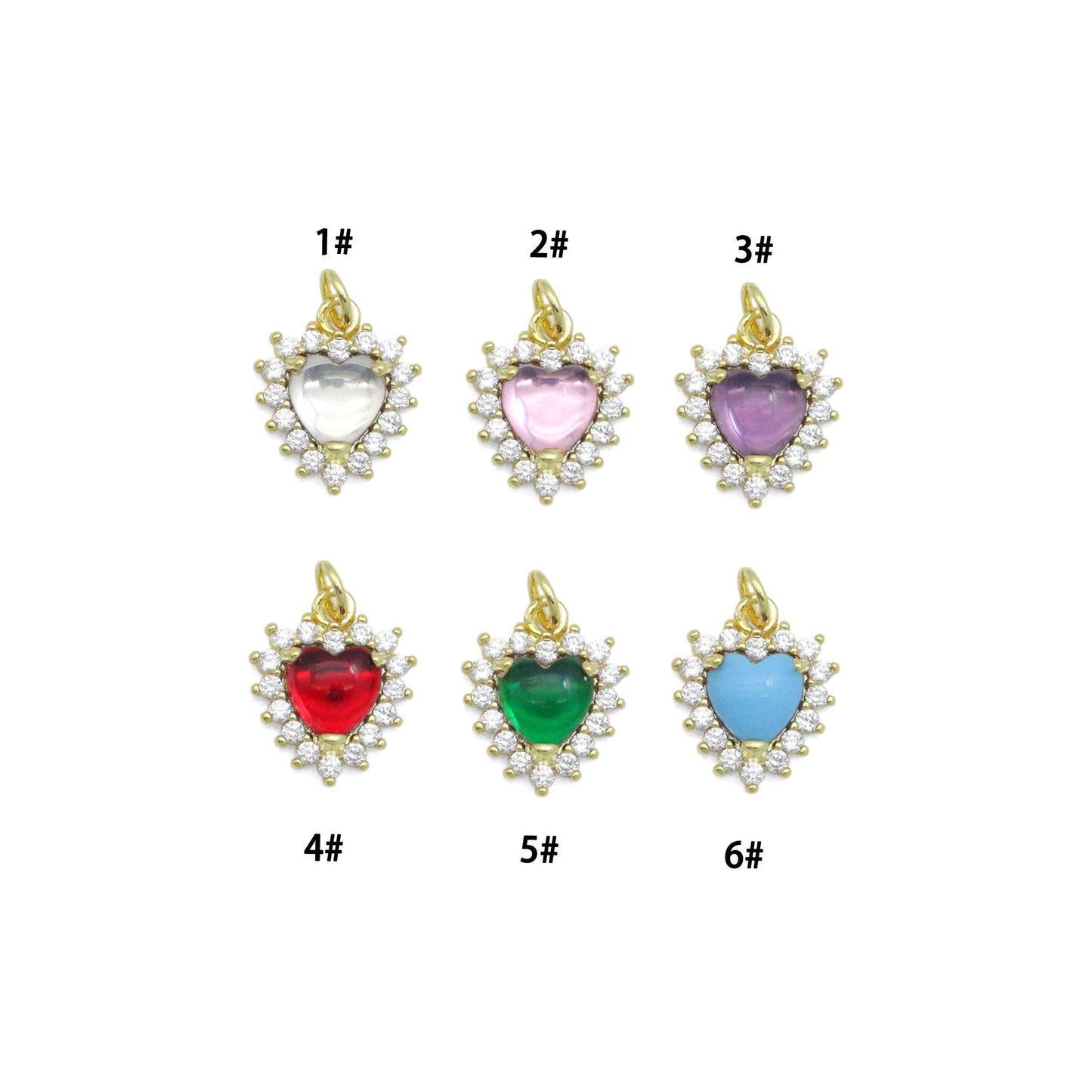 Various Stone Heart shape Gold Charm Pendant,Sku#LD739