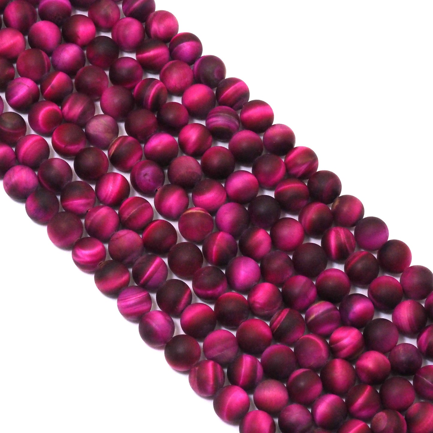 High Quality Fuchsia Tiger Eye Matt Round Smooth Beads, 8mm/10mm/12mm, Sku#UA302