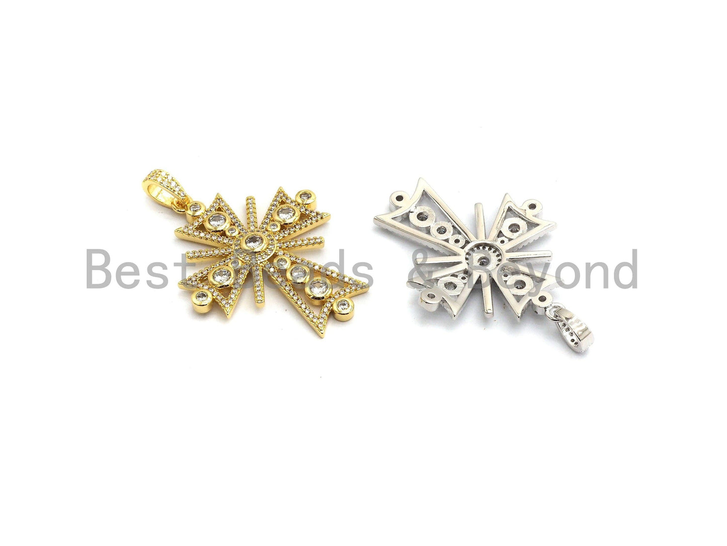 Large CZ Micro Pave Fancy Cross Pendant, F640