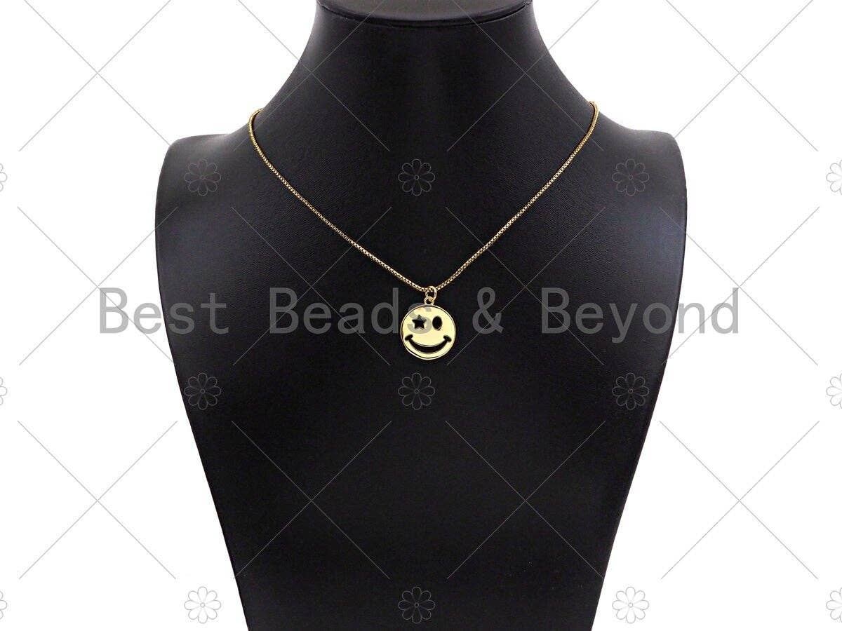 Dainty Gold/Silver Smiley Cute Face Shape Pendant/Charm, Smiley Face Medallion Charm,Necklace Bracelet Charm Pendant,20x18mm, Sku#LK241