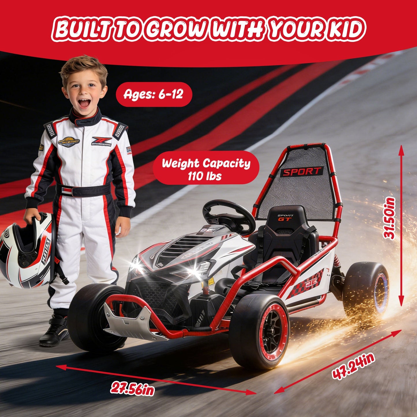 24V 400W Electric Kids Ride-On Toy, Crazy Go Cart