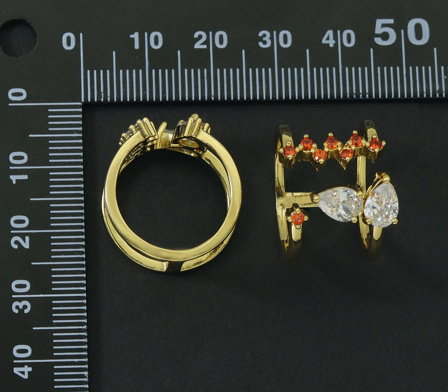 CZ Teardrop Open Ring, Sku#LX28