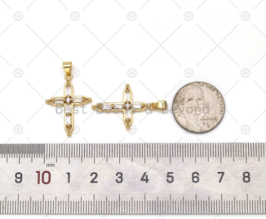CZ Micro Pave Cross Shape Pendant, 18K Gold Filled Big CZ Cross Charm, Necklace Bracelet Charm Pendant, Sku#LK545
