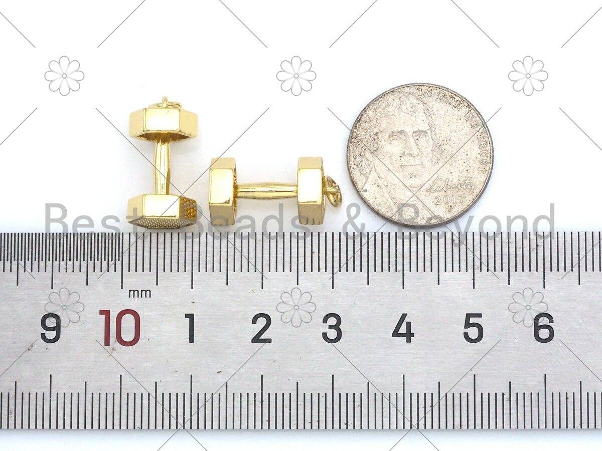 Gold/ Silver Dumbbell Shape Pendant/Charm, 18K Gold Filled Dumbbell Charm, Necklace Bracelet Charm Pendant, 9x18mm,Sku#L580