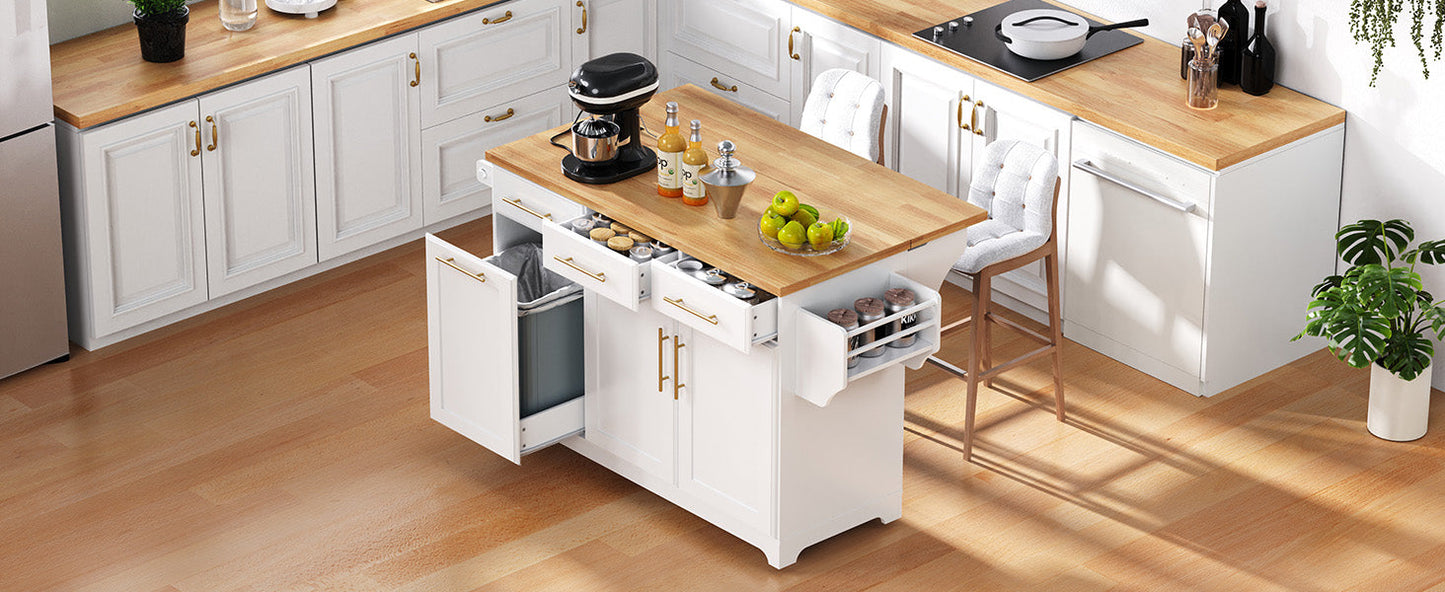 K&K 59.3" Kitchen Island with Storage