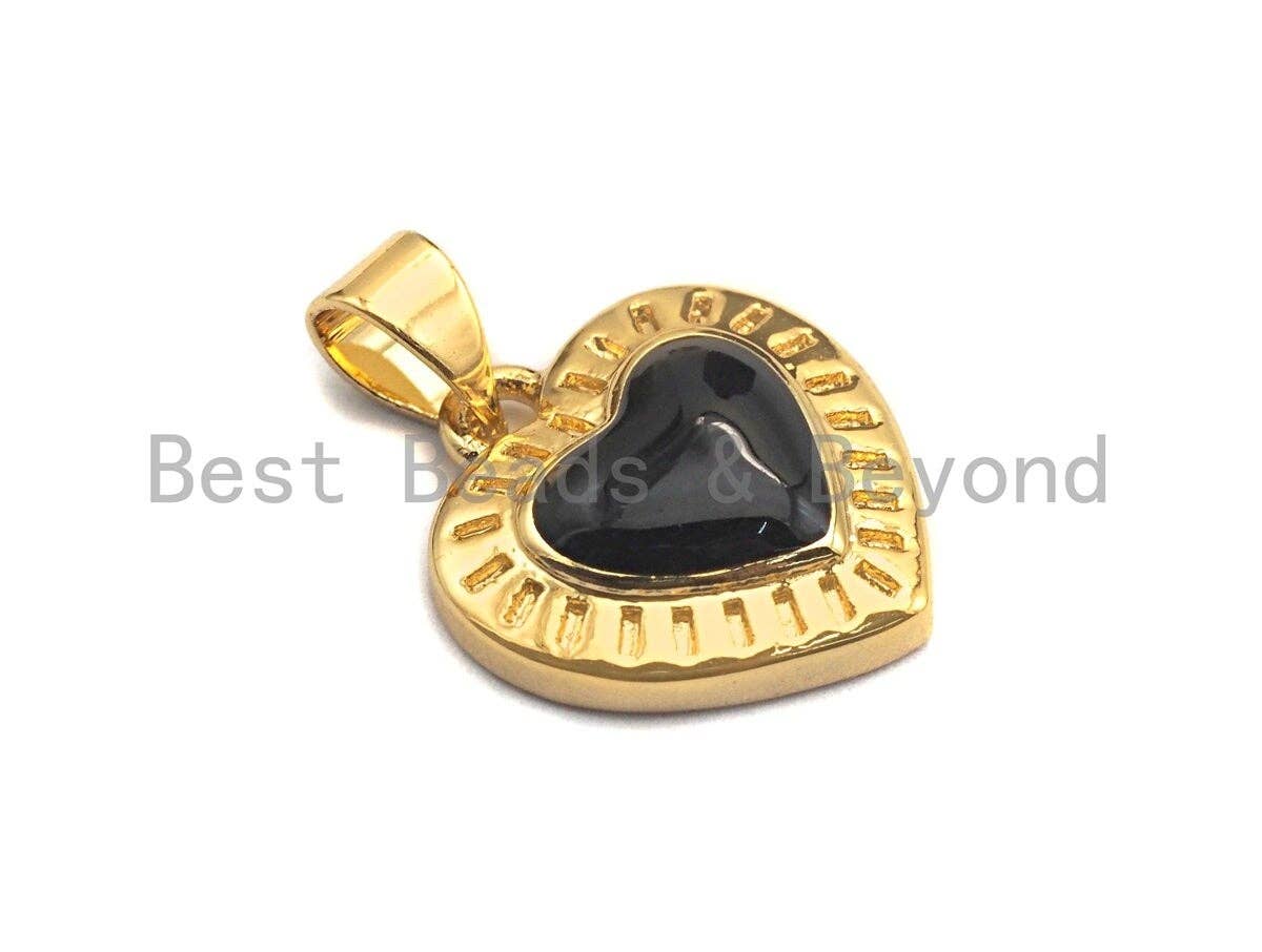 Enamel Colored heart Pendant, CZ Micro Pave Oil Drop Heart pendant, Enamel Jewelry, 15x16mm, sku#F940