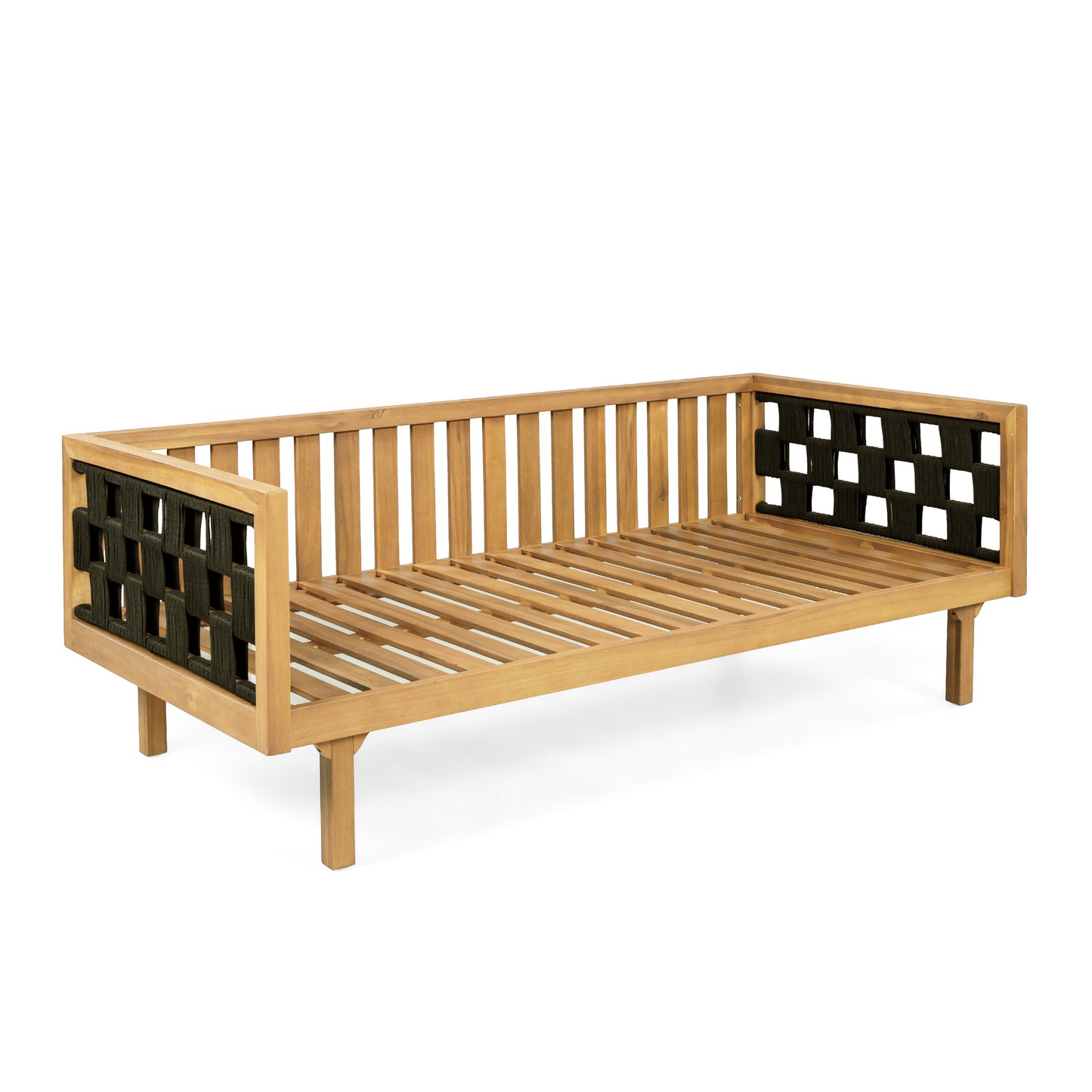 Three-Seater Outdoor Daybed - Acacia Wood Teak Finish Frame with Light