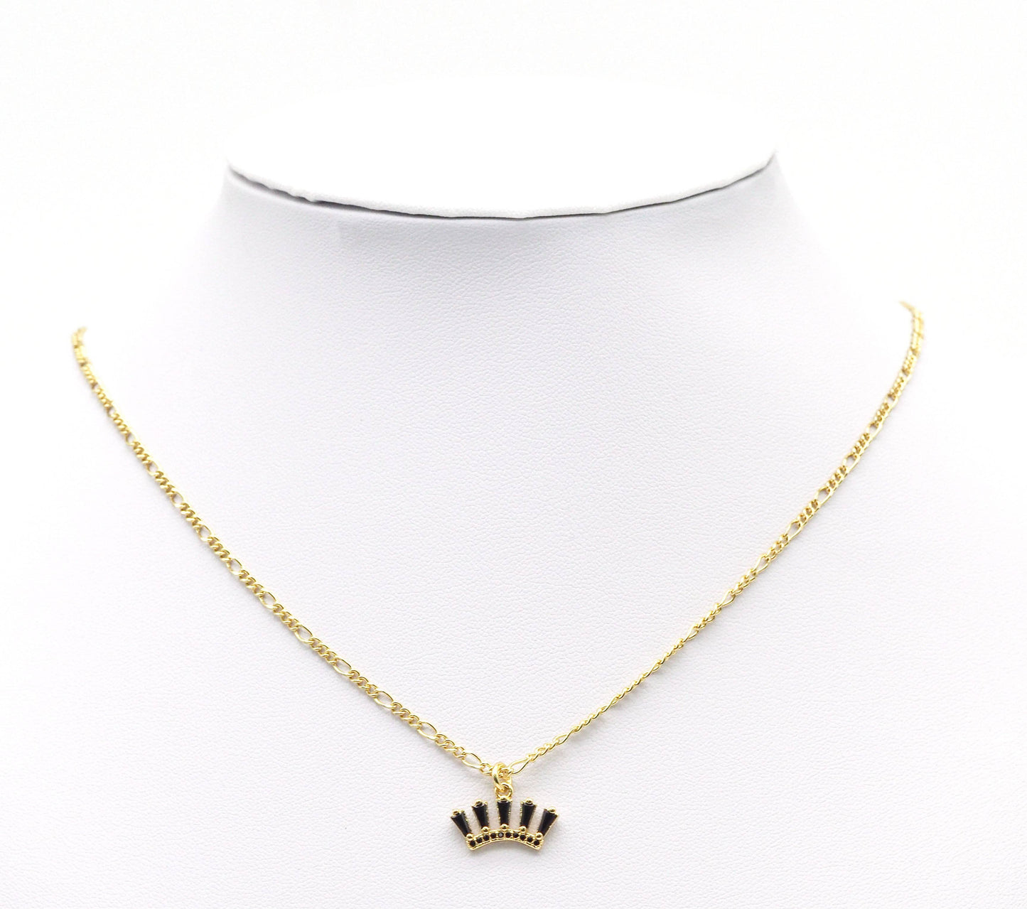 Gold Black CZ Crown Charm, Sku#LK663