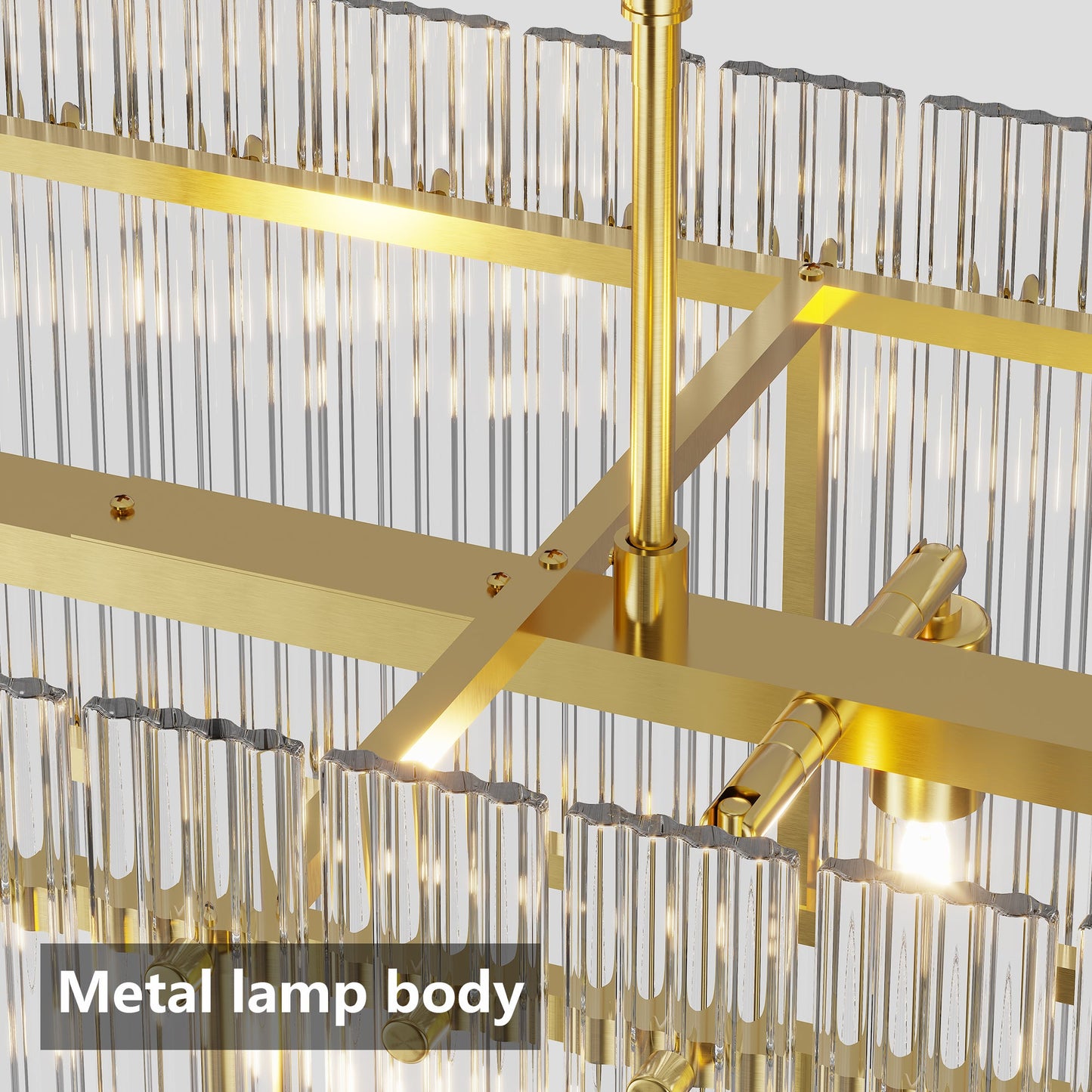 Modern Rectangular Crystal Glass Chandelier