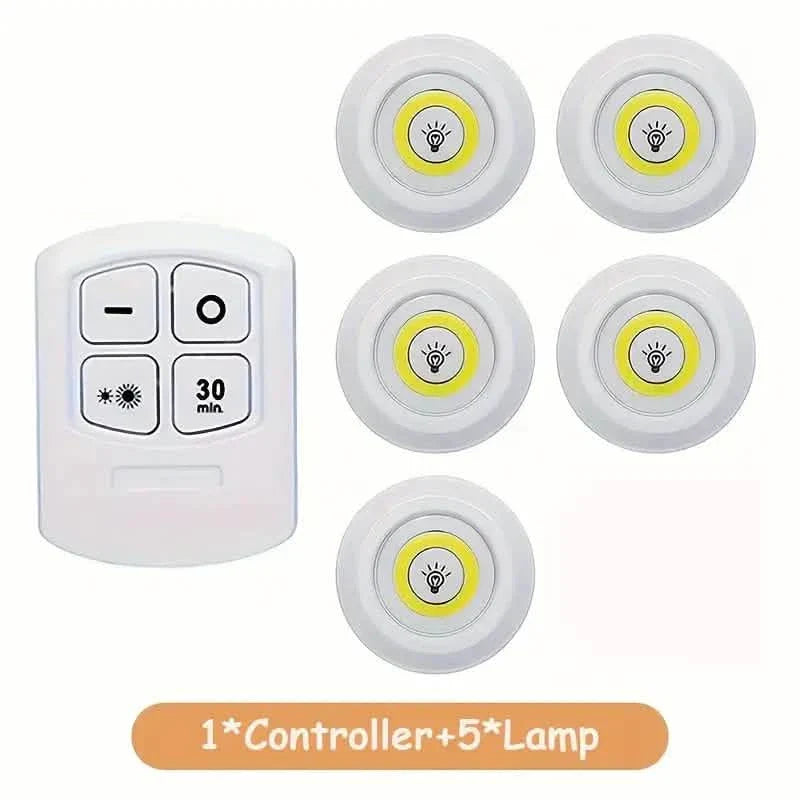 5pcs Smart Wireless LED Under-Cabinet Lights – Remote Control