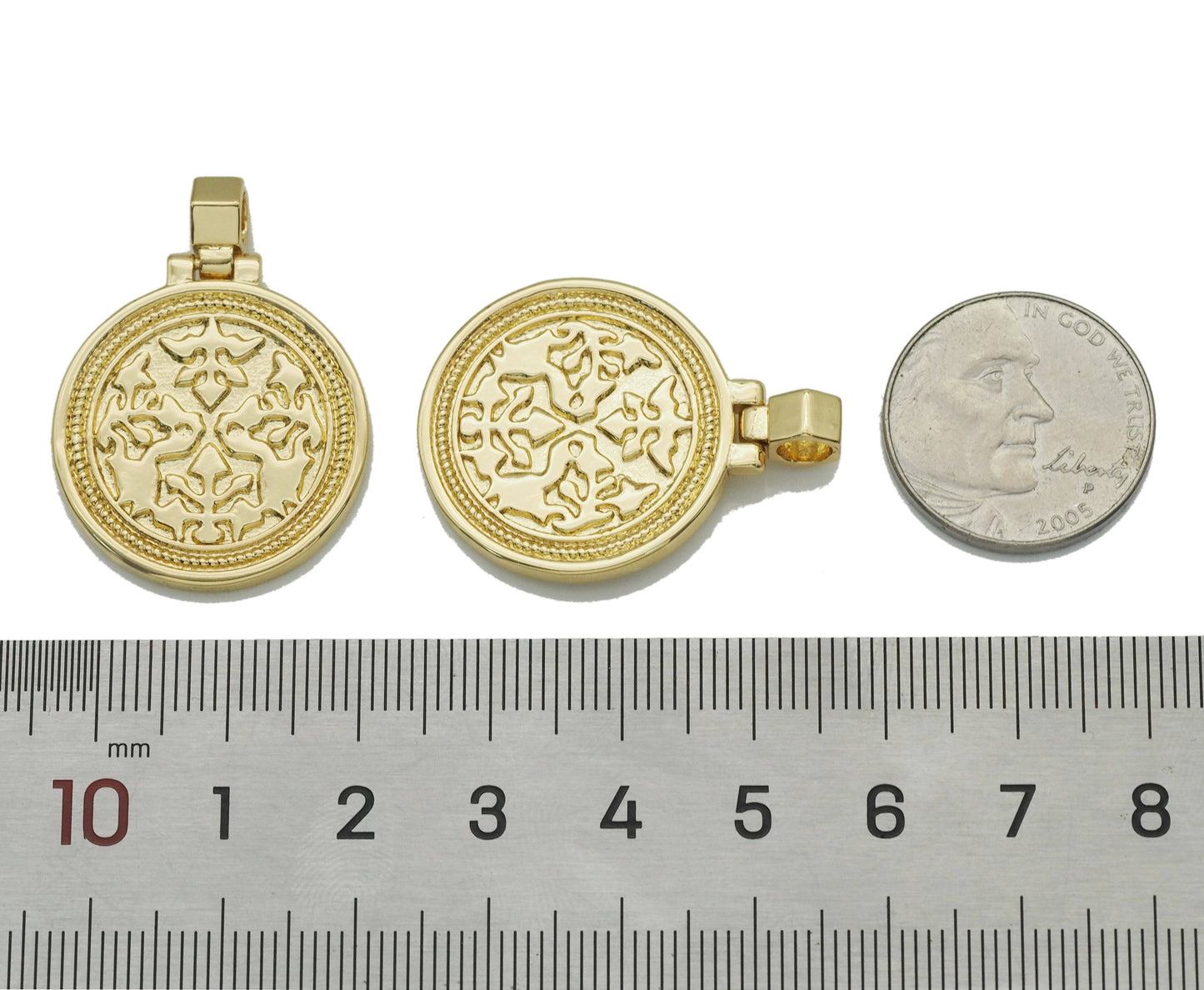 Gold Medallion Tu Teng coin Coin Charm, Sku#LX152