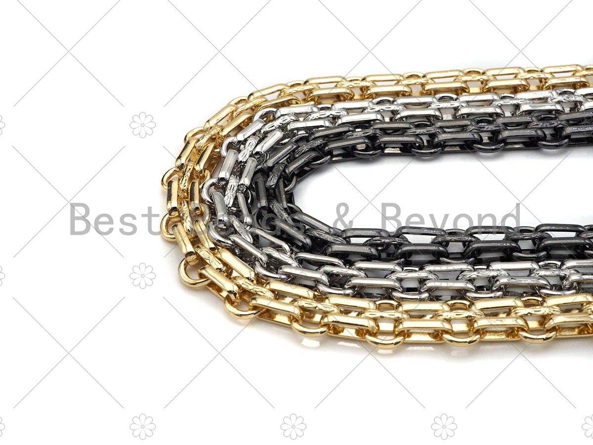 High Quality Hand Made Double Oval Link Chunky Chain, 18K Re