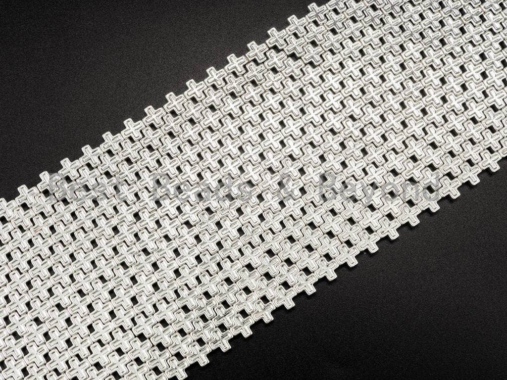 Gold/Silver Hematite Cross Beads, 8mm Natural Hematite Beads, Gold/ cvSilver Gemstone Beads, 15.5" Full Strand, SKU#S43