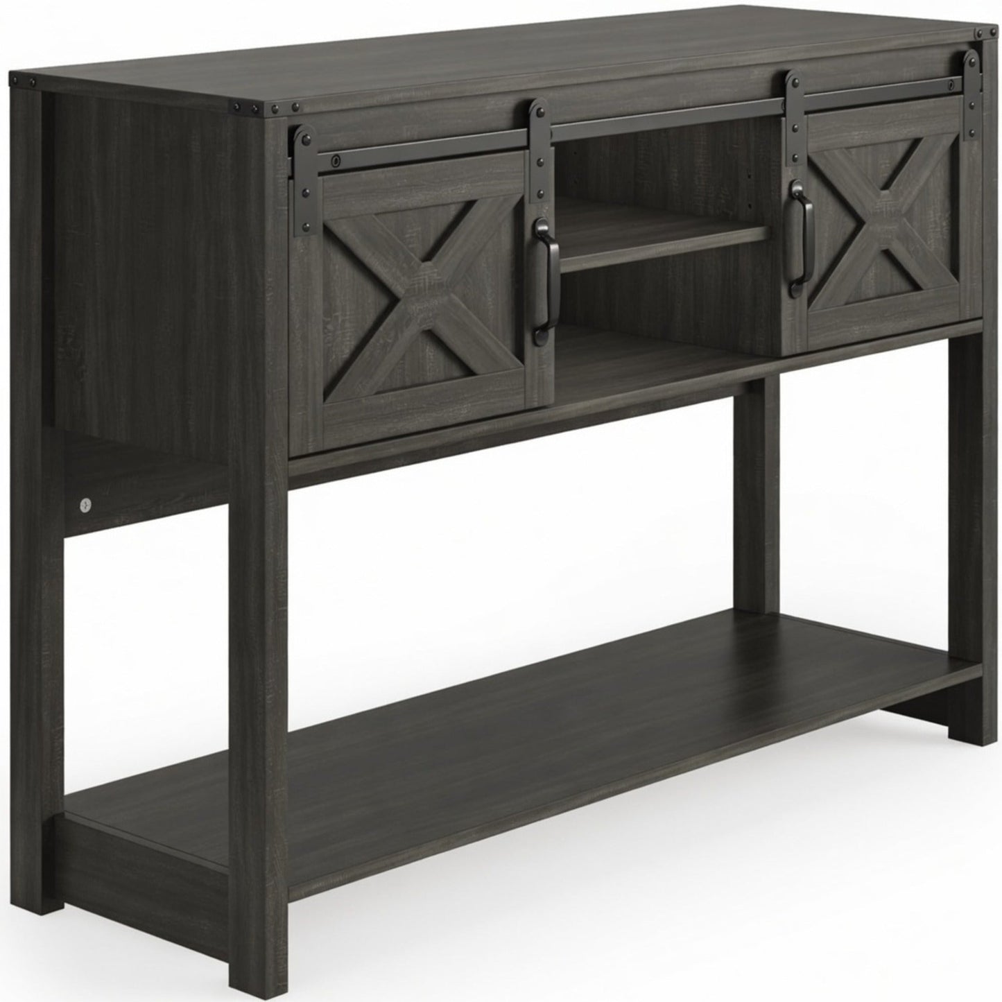 46" Modern Farmhouse Entryway Table with Storage & Sliding Barn Door, Dark
