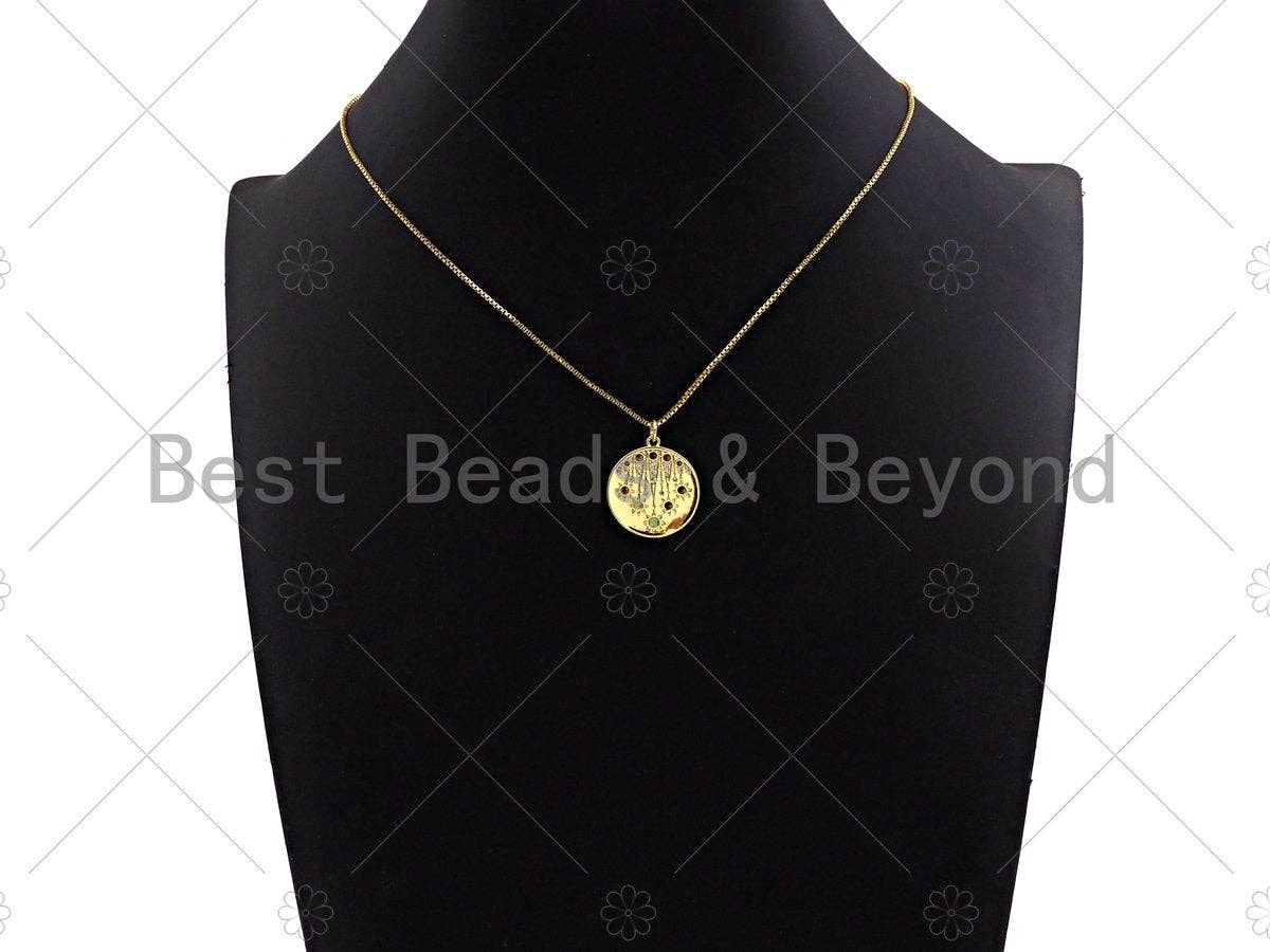 Colorful CZ Celebrition Star  Round Coin Pendant/Charm, Sku#L416