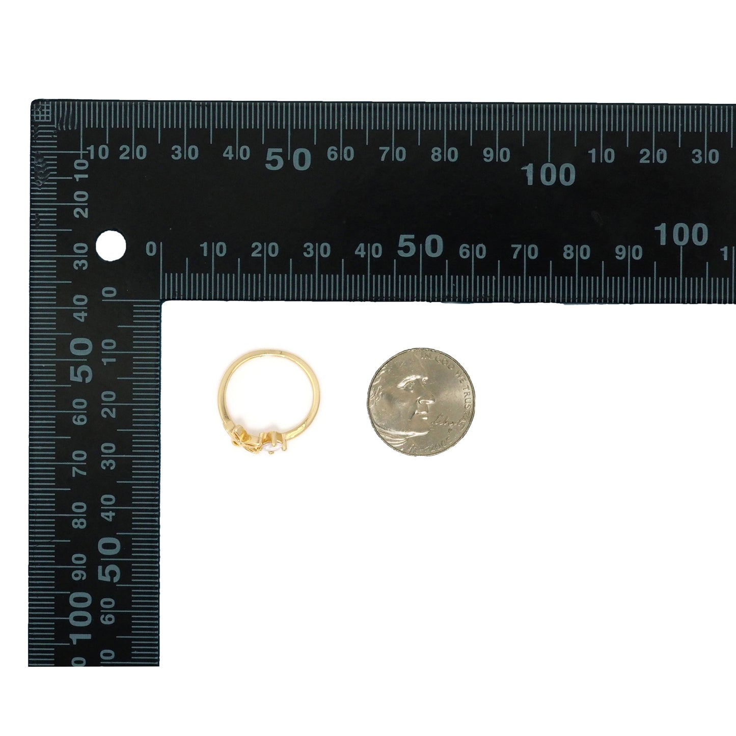 Gold Teardrop CZ Flower Adjustable Ring, Sku#LK806