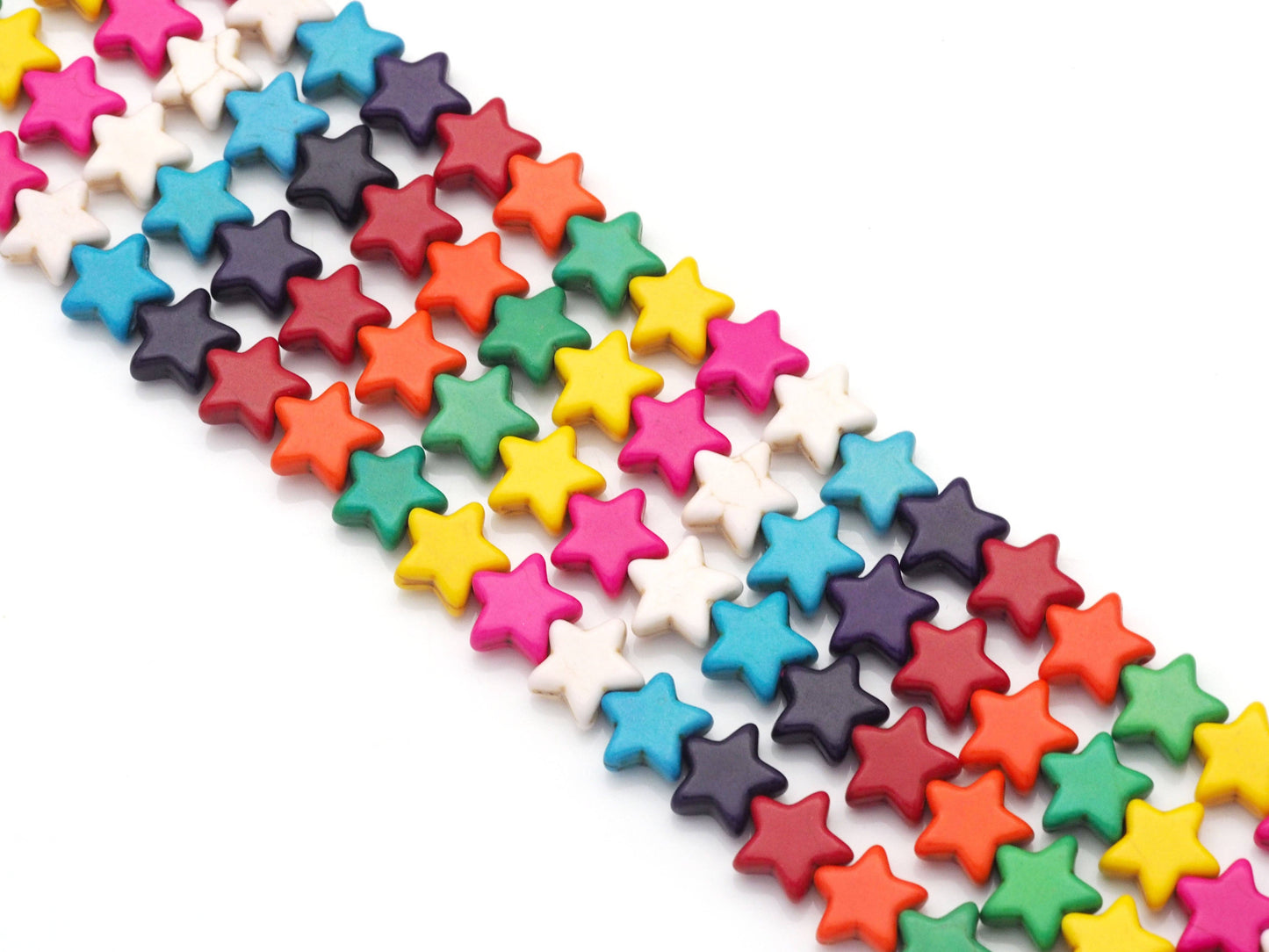 12mm Multicolor Howlite Smooth Star Beads, Sku#U1444