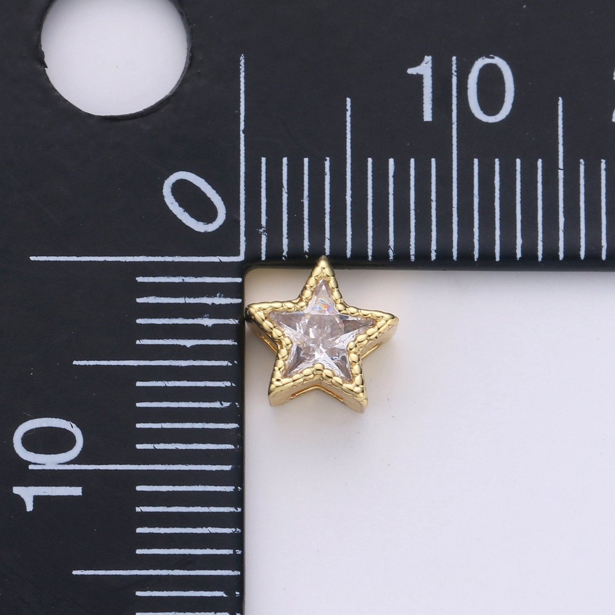 7Mm Gold Star, Micro Pave Star Charms, Cubic Zirconia Star, CZ Star Pendant, Star Necklace, Gold Charm, Star Beads B-320